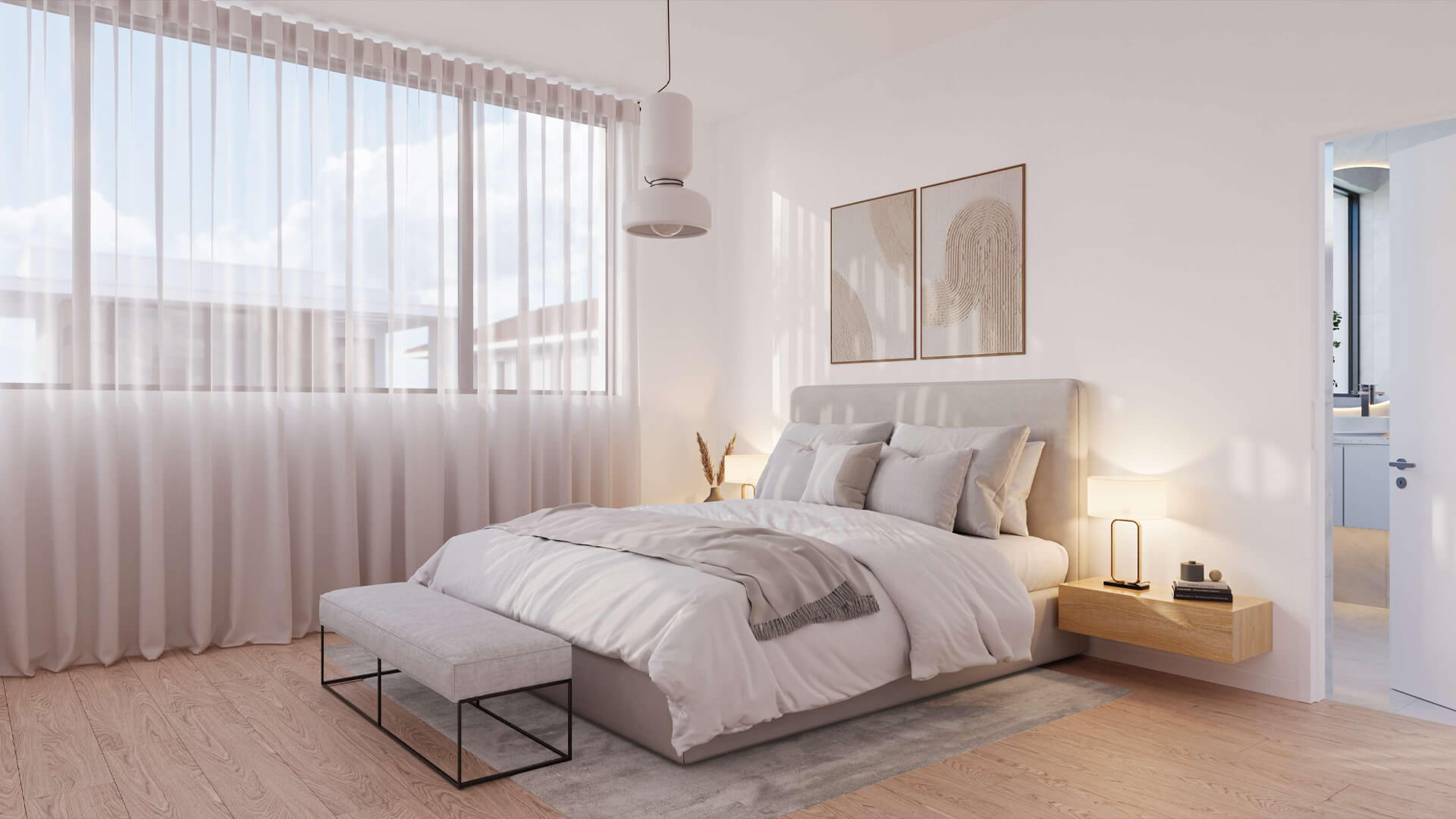 Townhouse Bedroom 3D Rendering