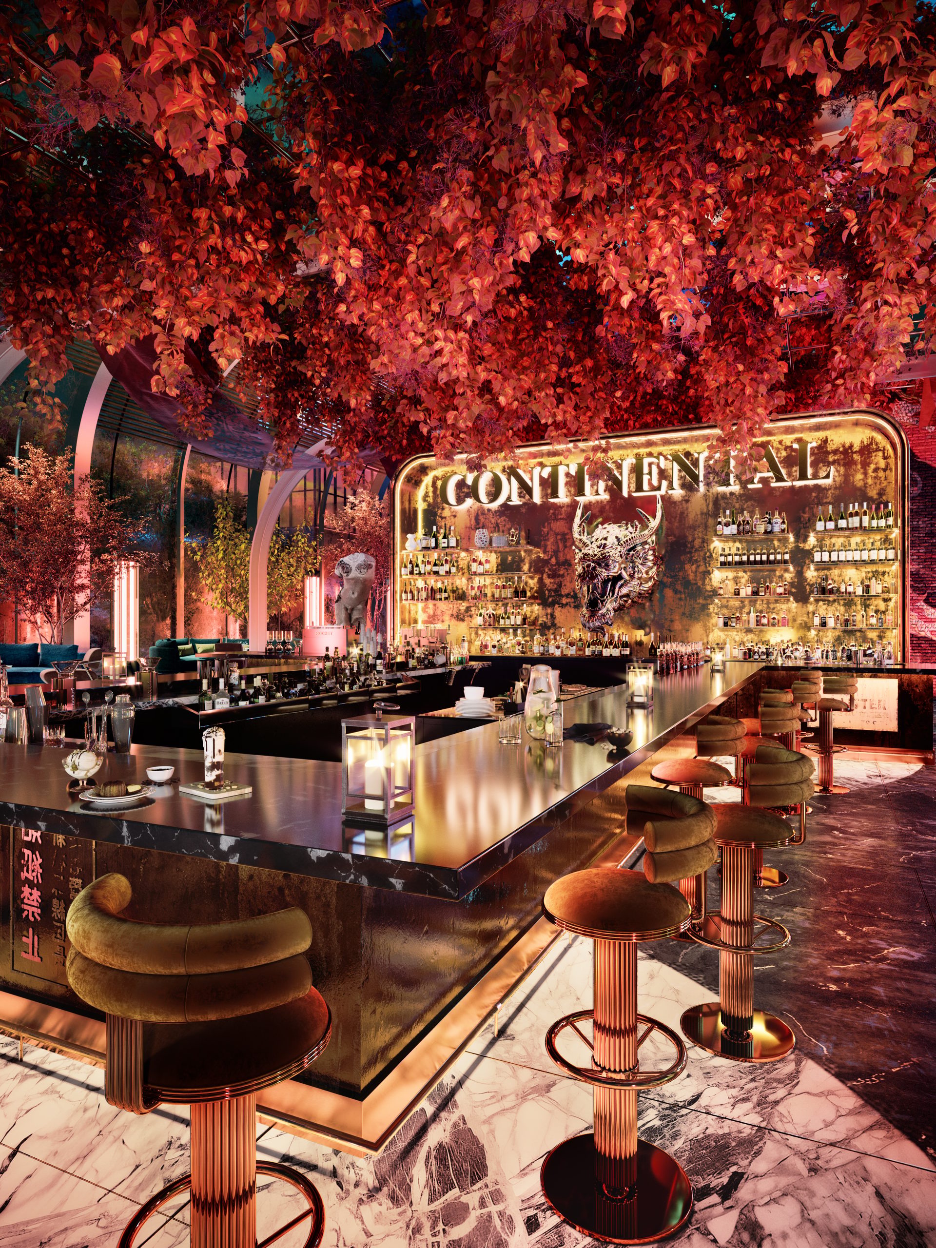 3D Render of a Luxurious Bar