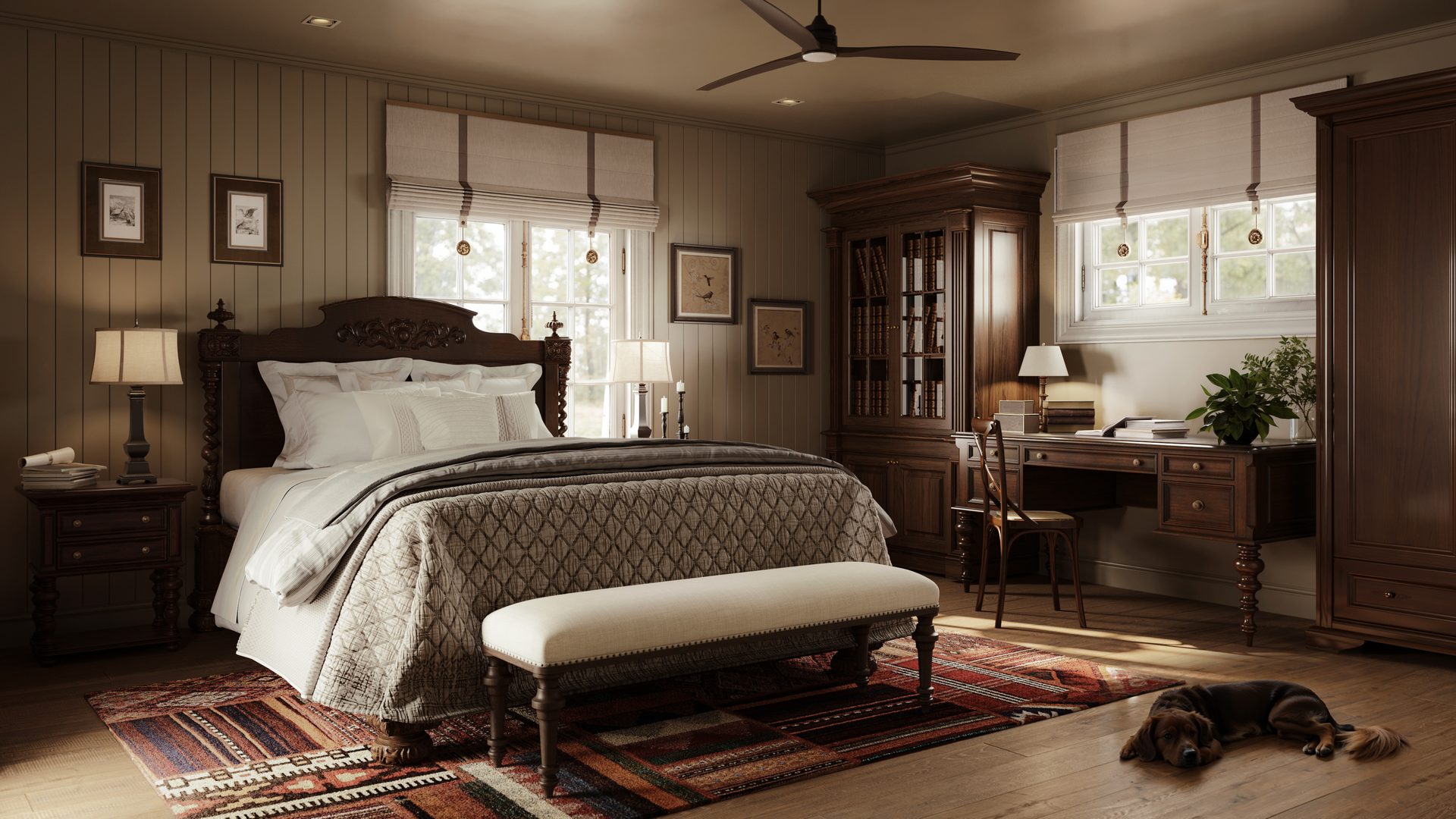 3D Render of a Bedroom in Traditional Style