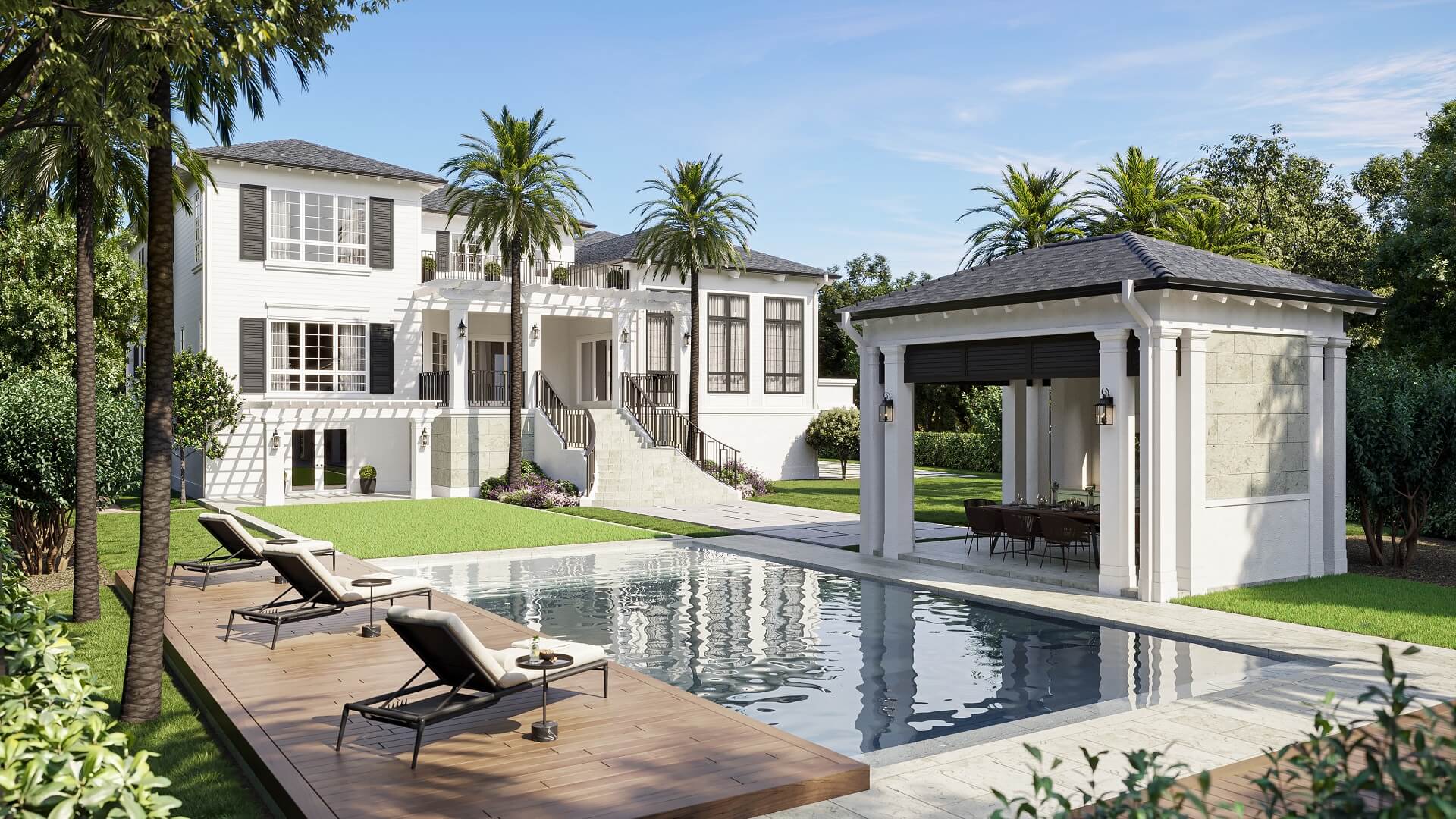 Pool rendering — Miami residence outdoor pool CGI