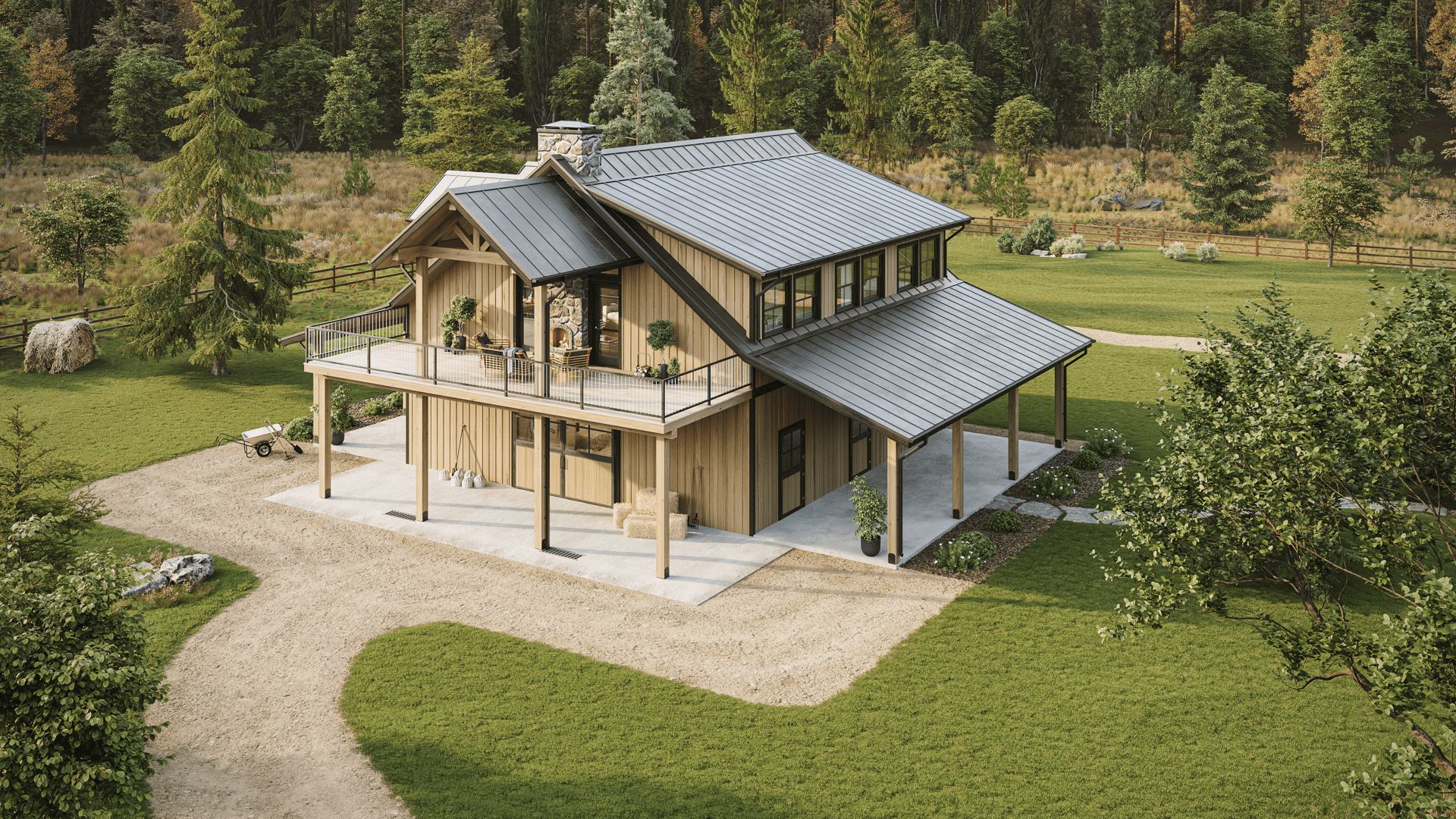 Barndominium Exterior 3D Visualization