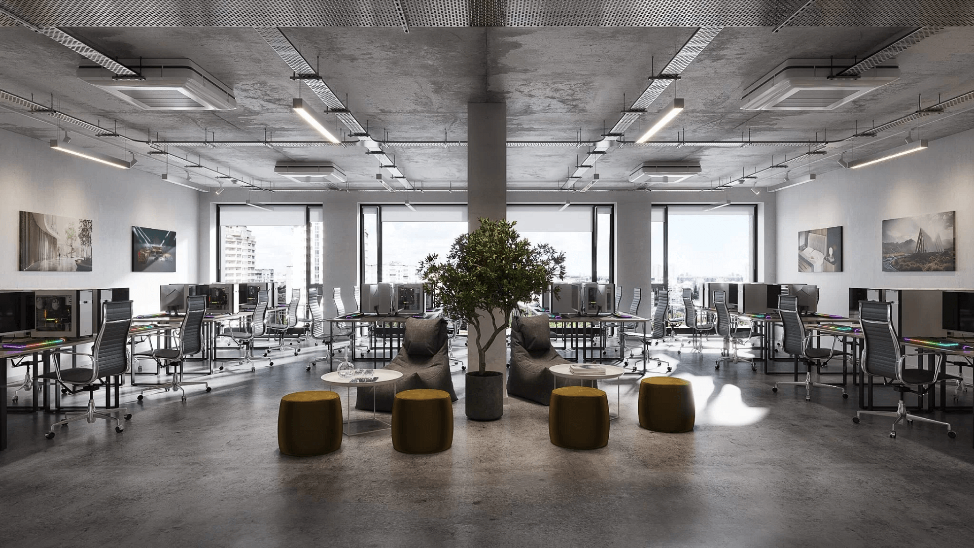Commercial 3D rendering — IT office space CGI