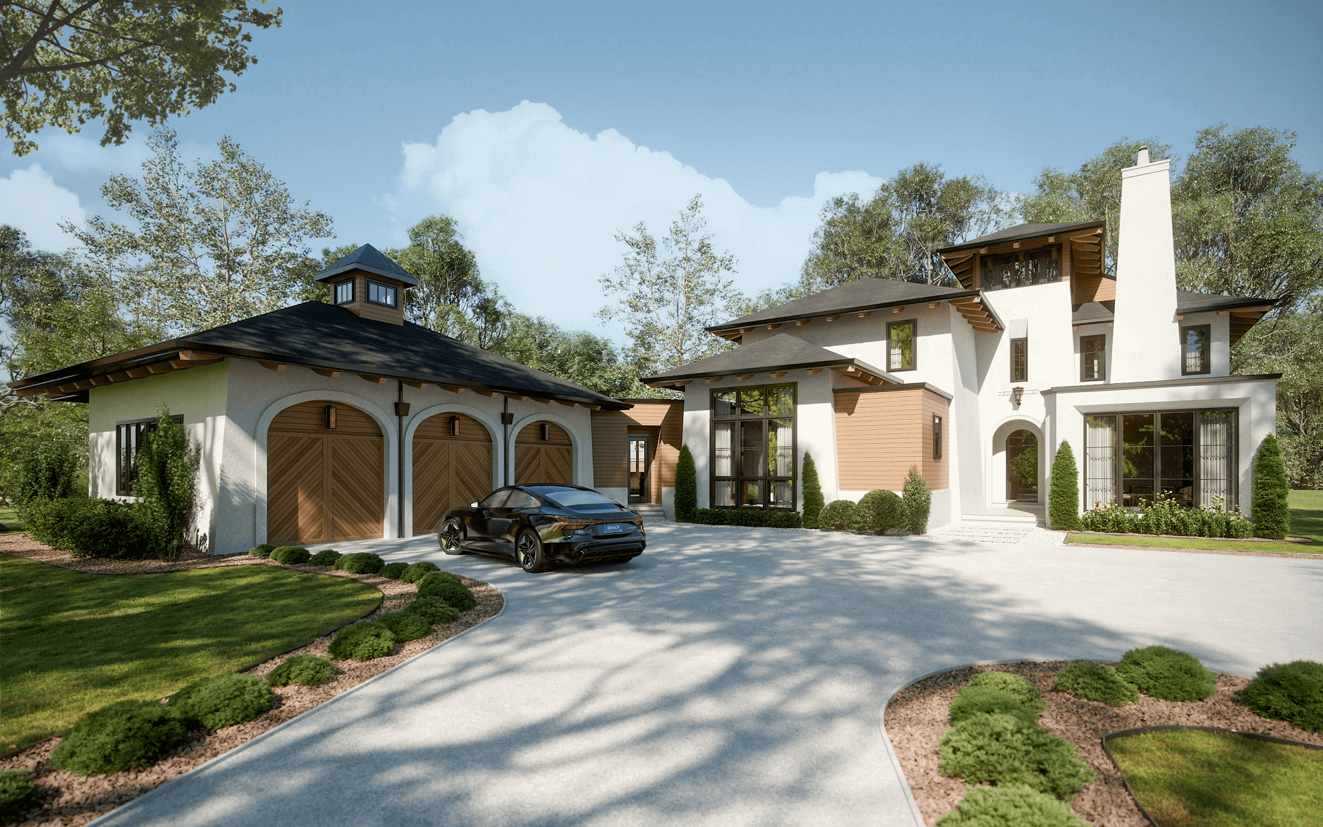 Residential 3D rendering — exterior view of a house
