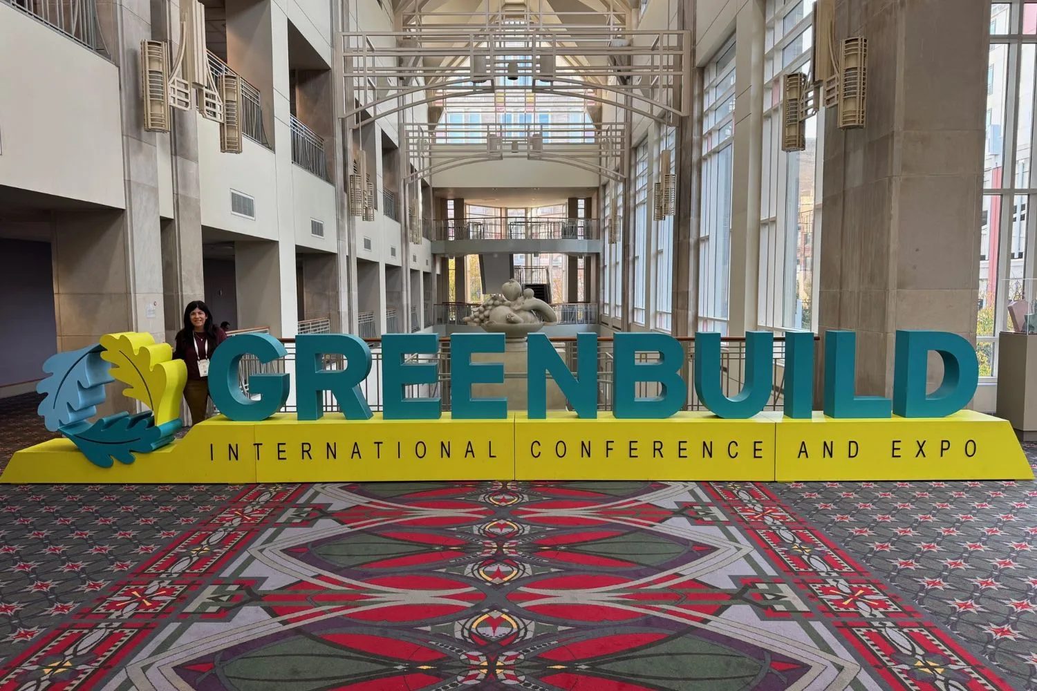 Greenbuild International Conference and Expo signage at an event for architects focused on sustainable building