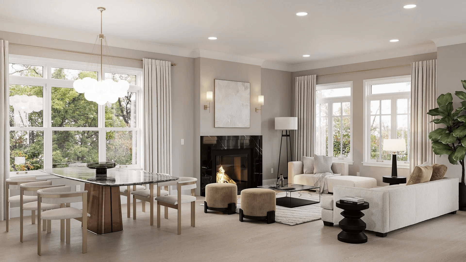 Living room render — contemporary Chicago CGI