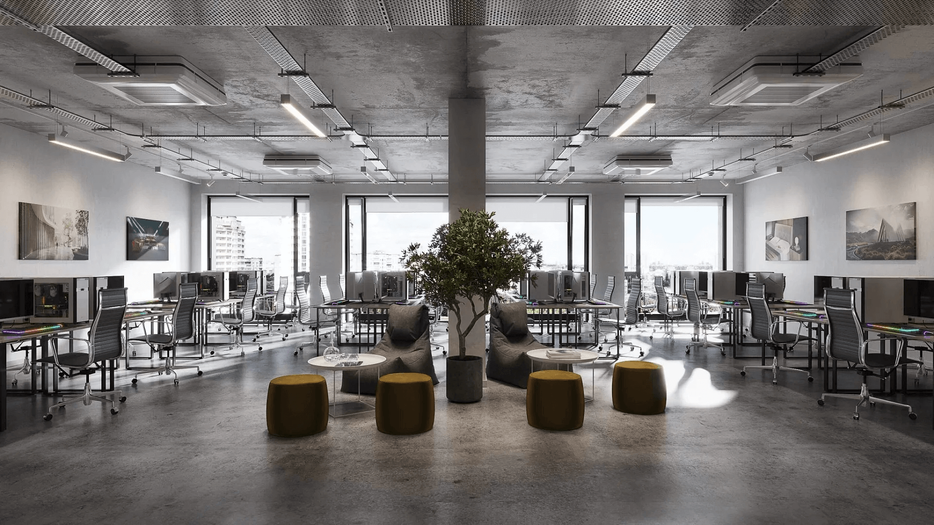 Interior Design Rendering of an Office Space