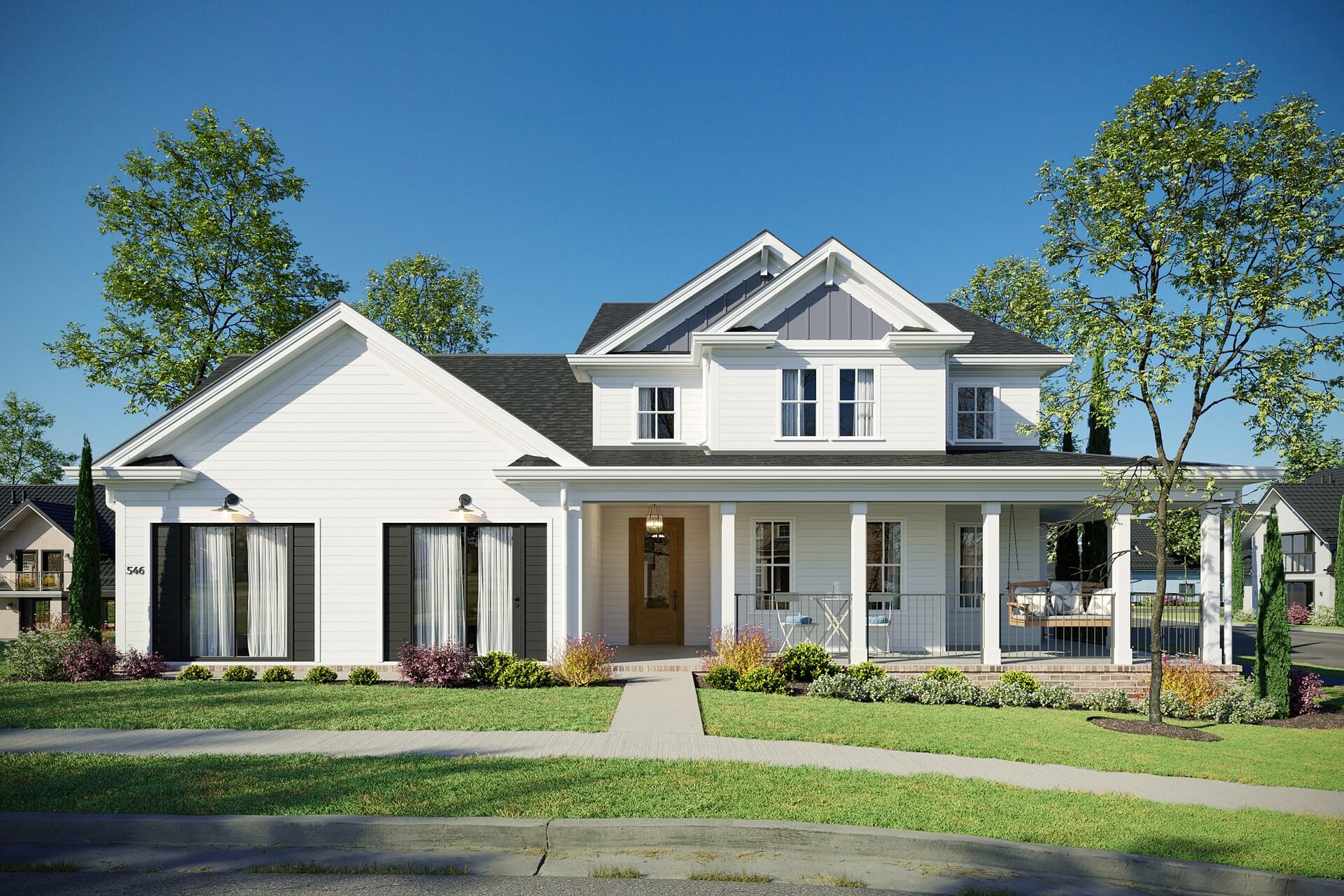 Single-family home rendering — streamlined workflow CGI