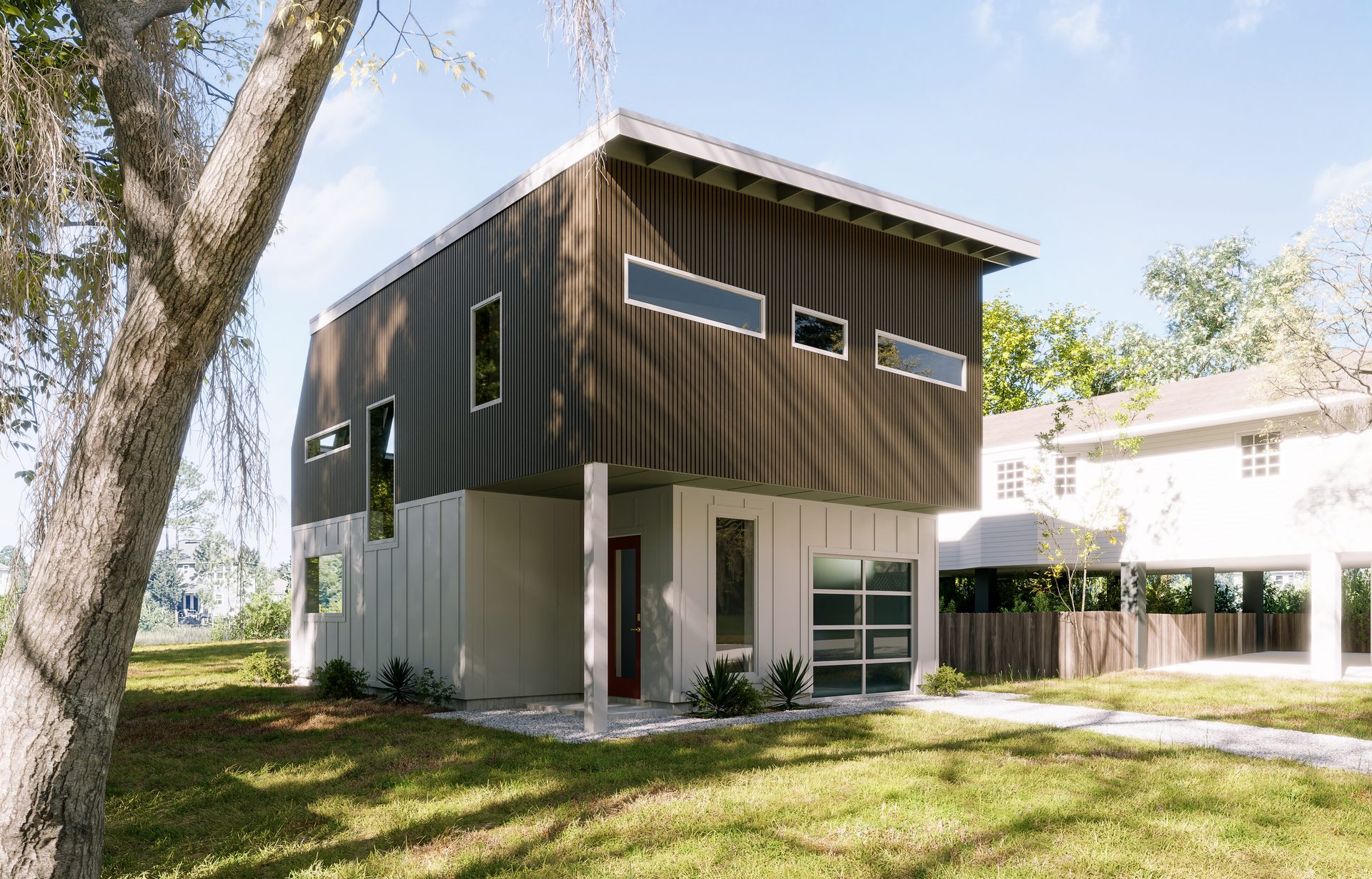 Exterior CGI of a Compact Two-Story Home