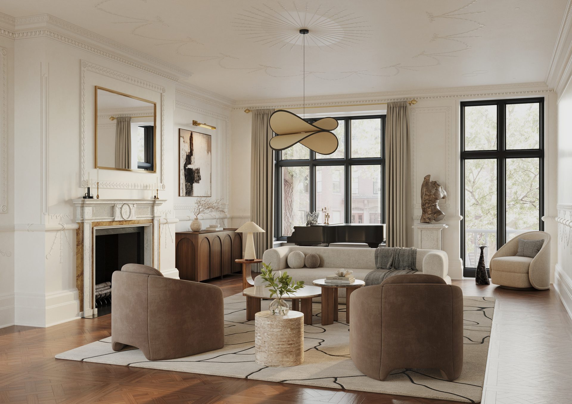 Interior 3D Render of a Splendid Drawing Room