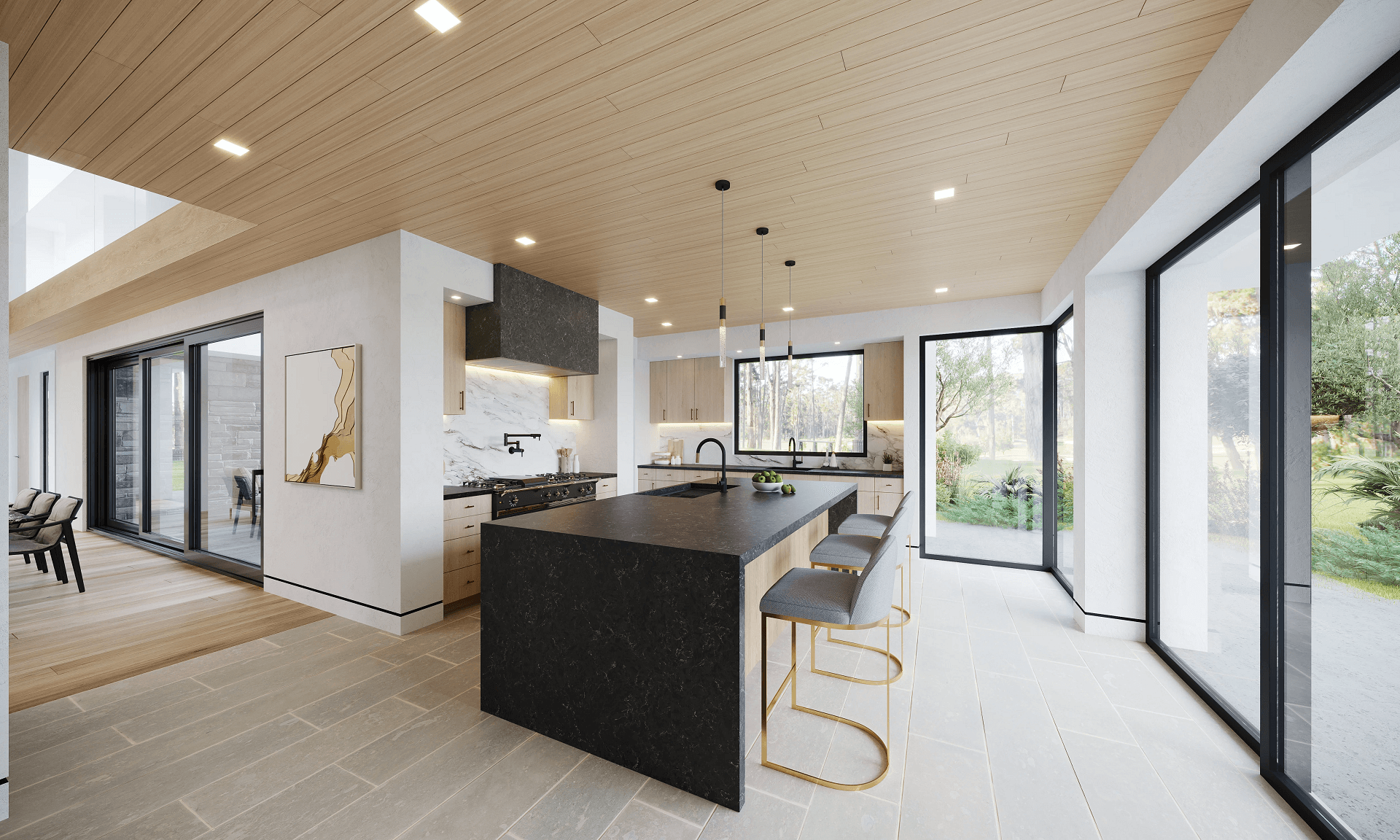 3D apartment rendering — multifamily kitchen interior CGI