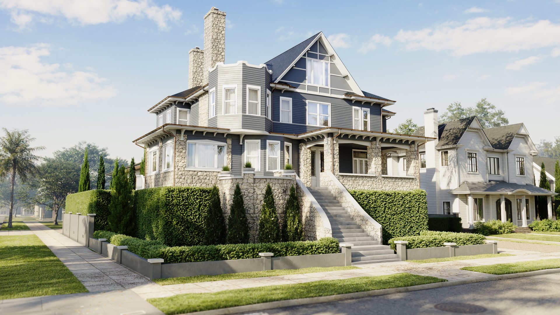 3D Rendering of a Victorian-Style House