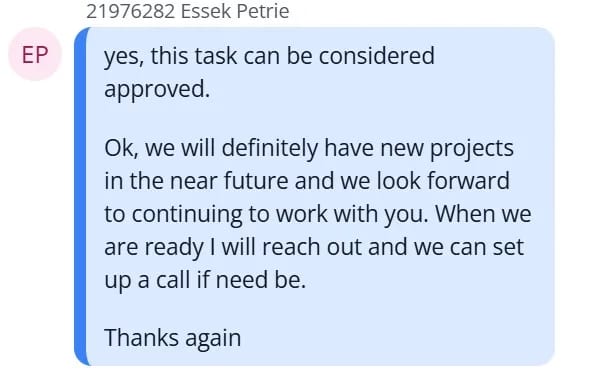 Positive Client Feedback