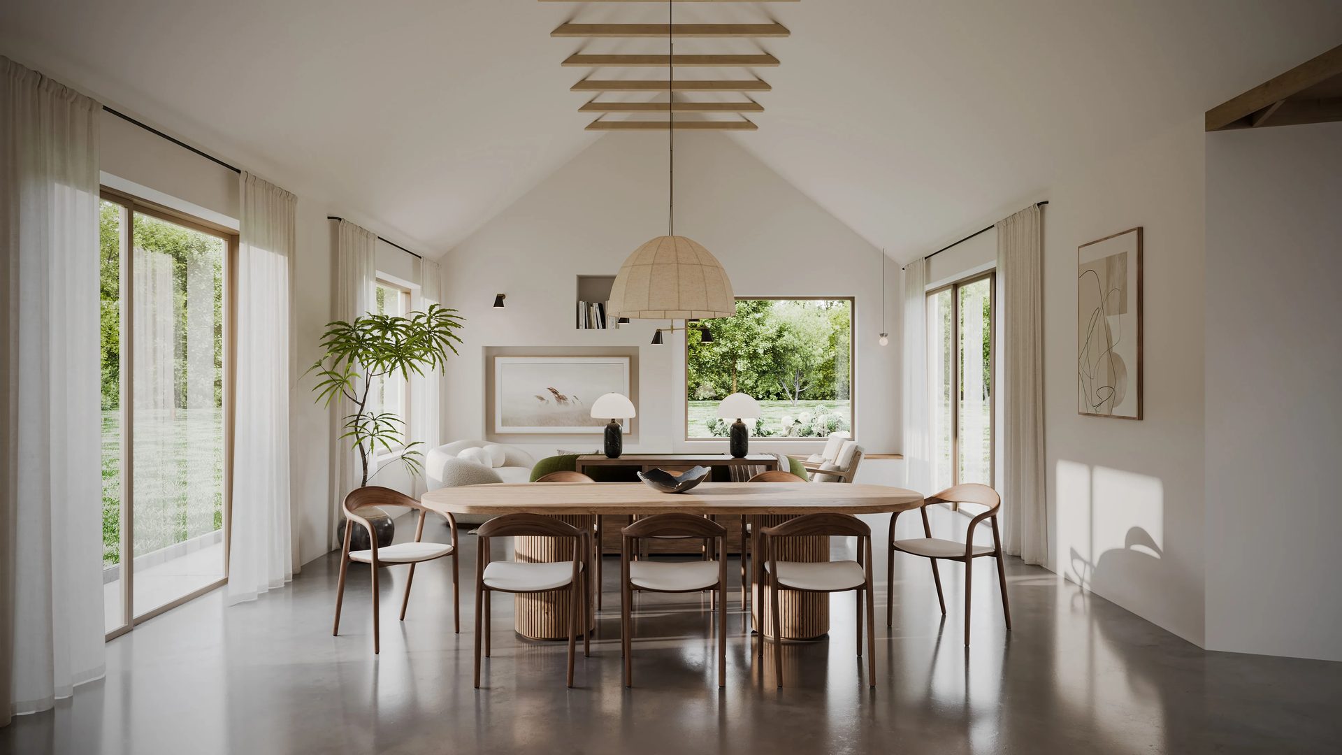 Modern dining room in an interior rendering of a house in Perth