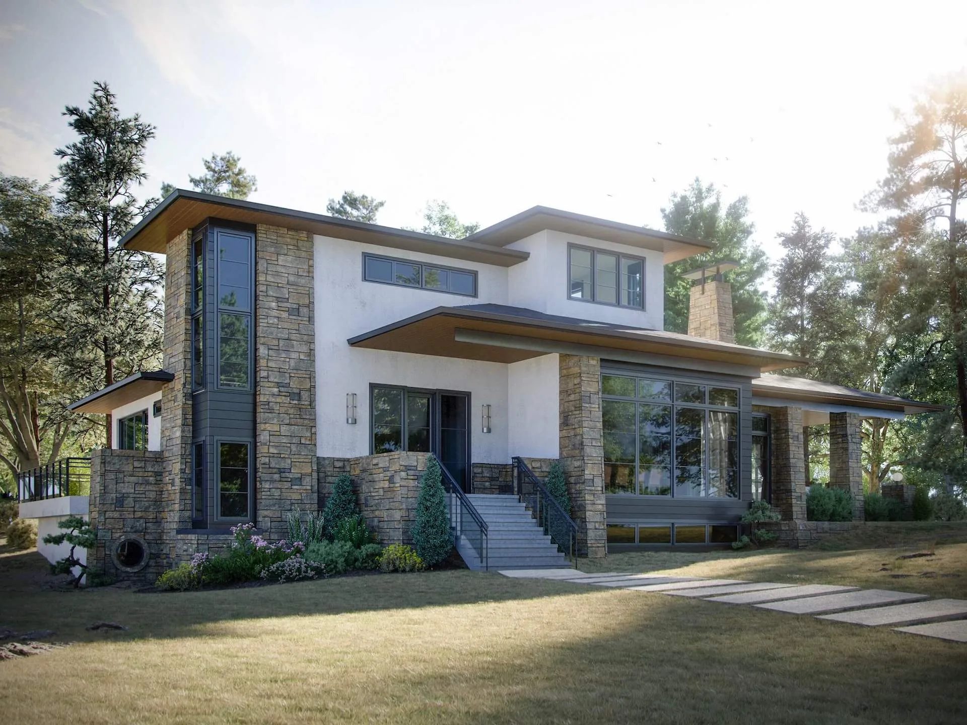 North Carolina modern residence exterior rendering services