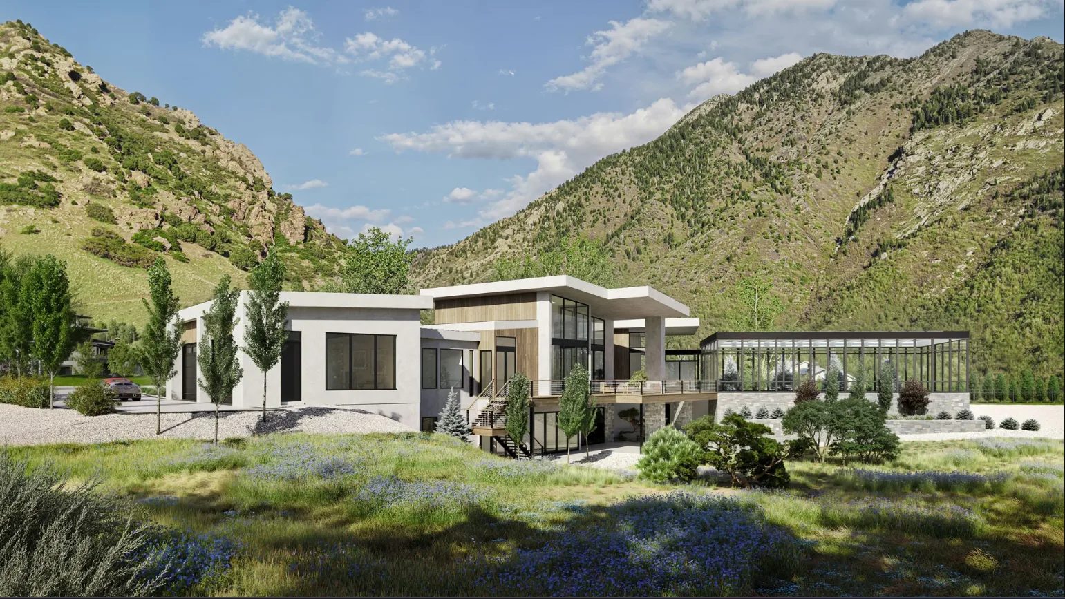 3D visualization of shared amenities in a build-to-rent residential development