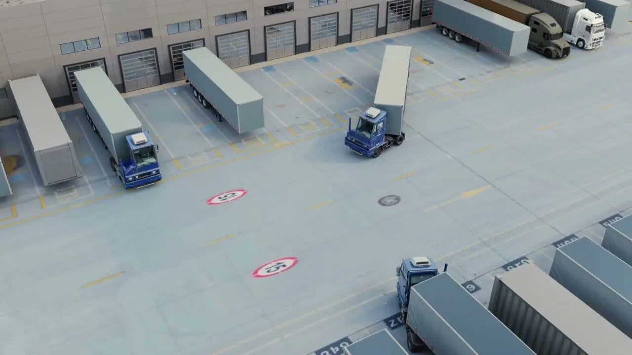 Warehouse yard logistics 3D animation