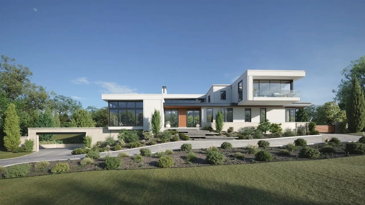 Photorealistic CGI visualization promoting a build-to-rent community before construction is complete