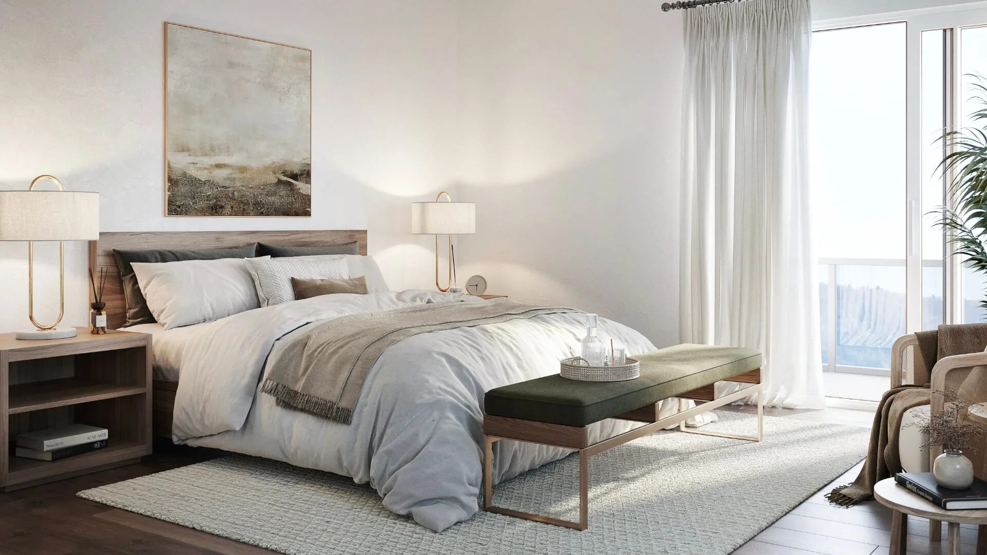 3D apartment visualization of a room for a real estate developer