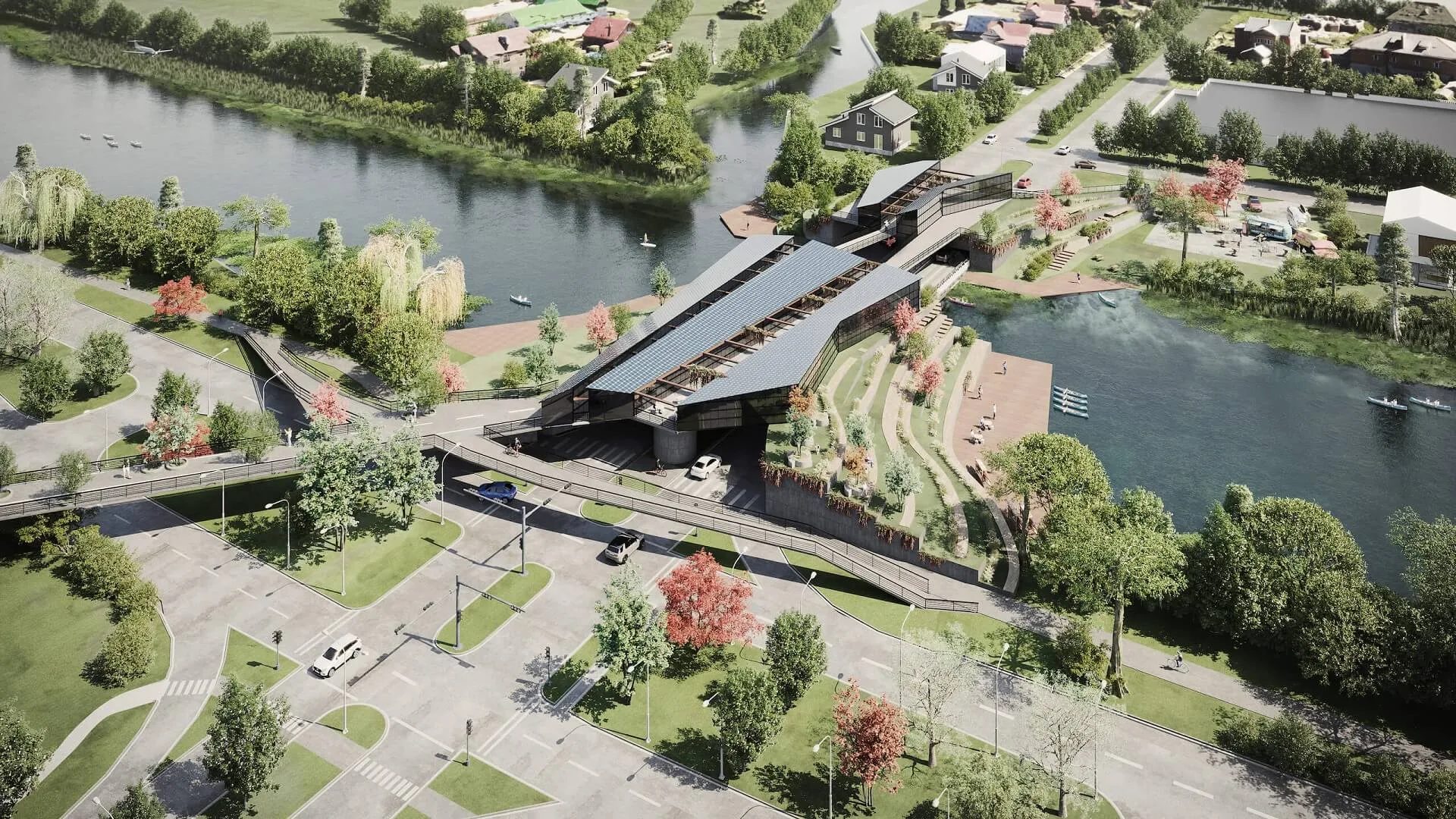 3D commercial rendering of a recreation area, the shared amenity Montréal developments market on