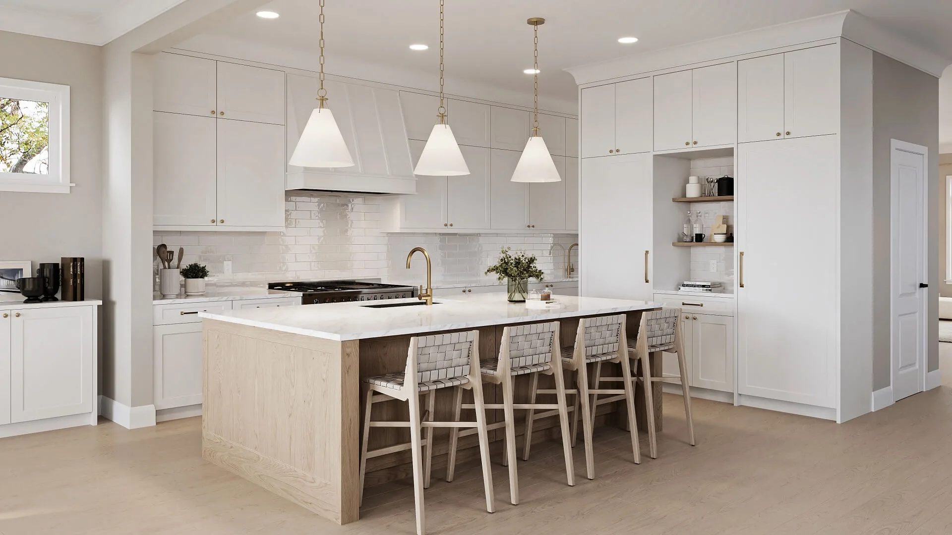 3D rendering of a kitchen in a single family house