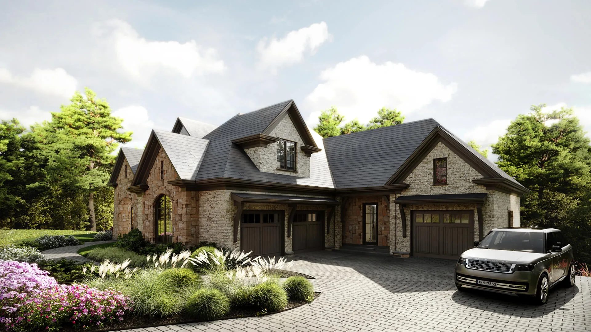 House 3D render of a single family home exterior