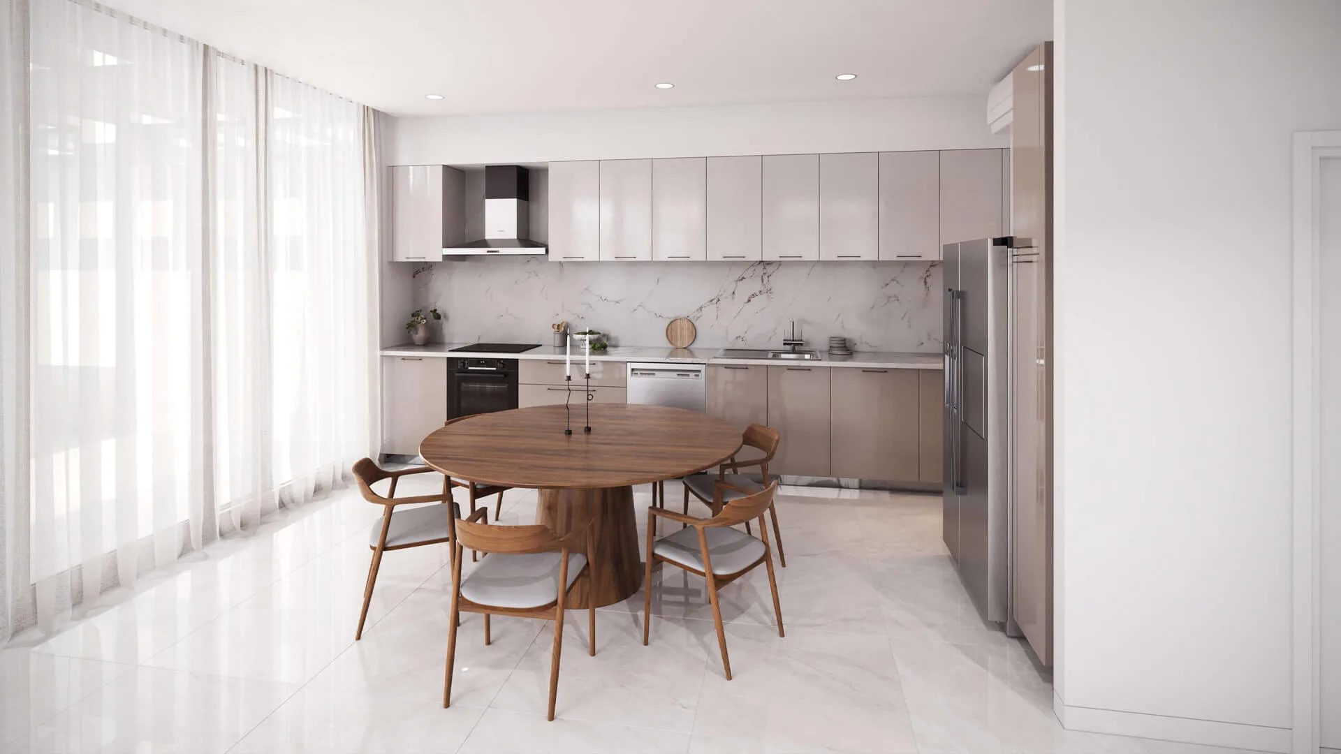 Kitchen interior 3D visualization in a single family house