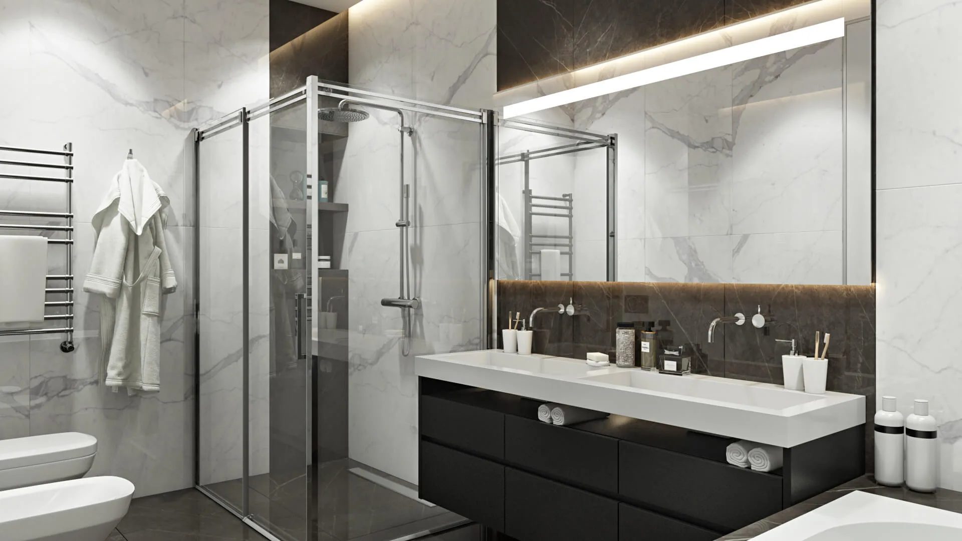 Townhouse bathroom rendered in 3D