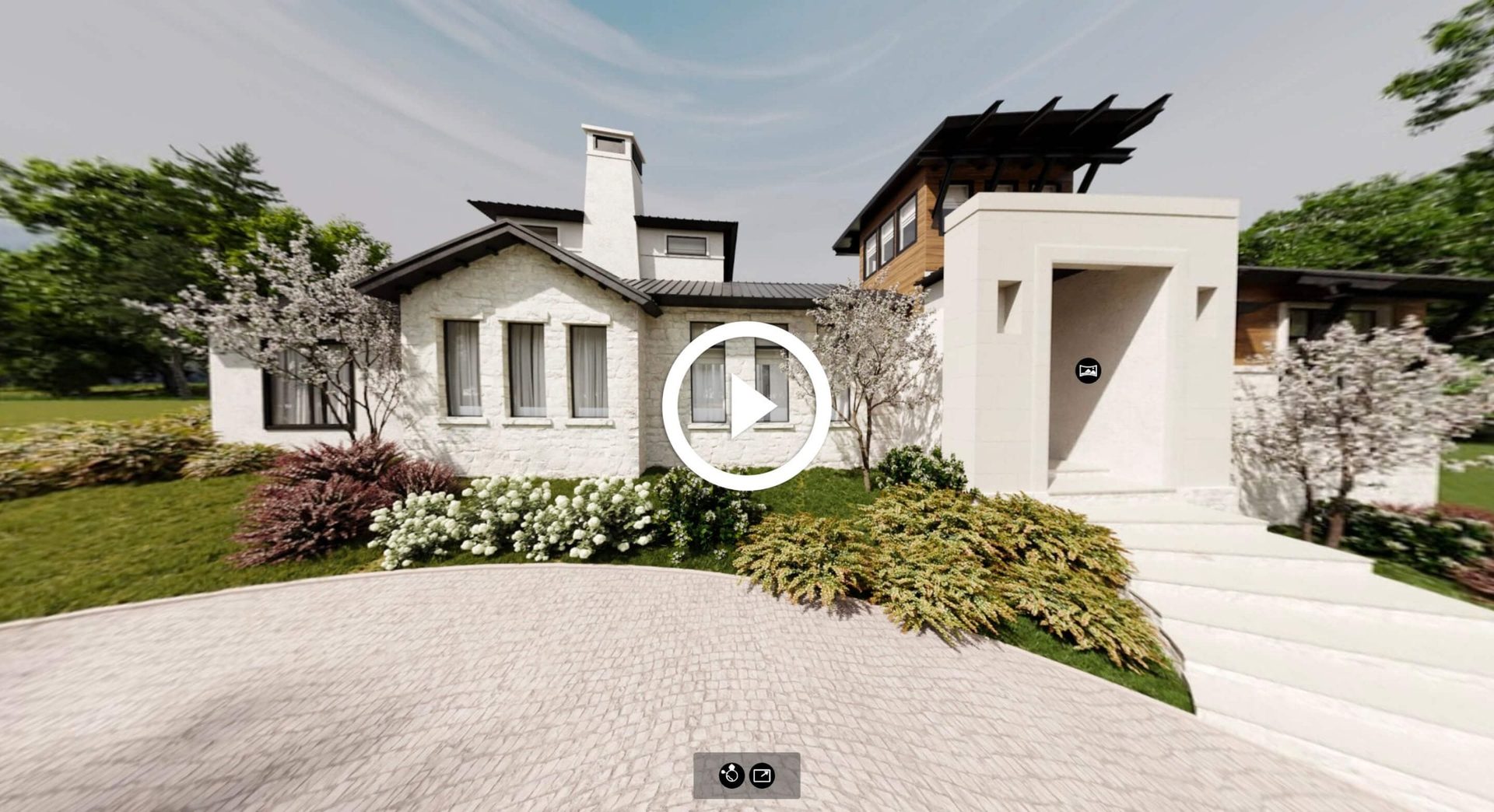 Exterior of a residence shown inside an interactive 3D virtual tour prepared for a Boston listing