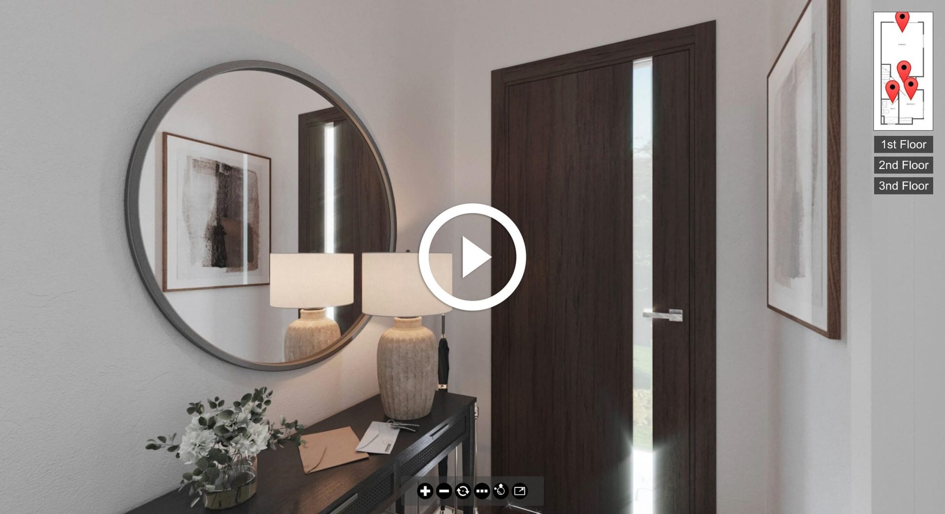 Entry hallway of a Perth residence shown inside an interactive 3D virtual tour