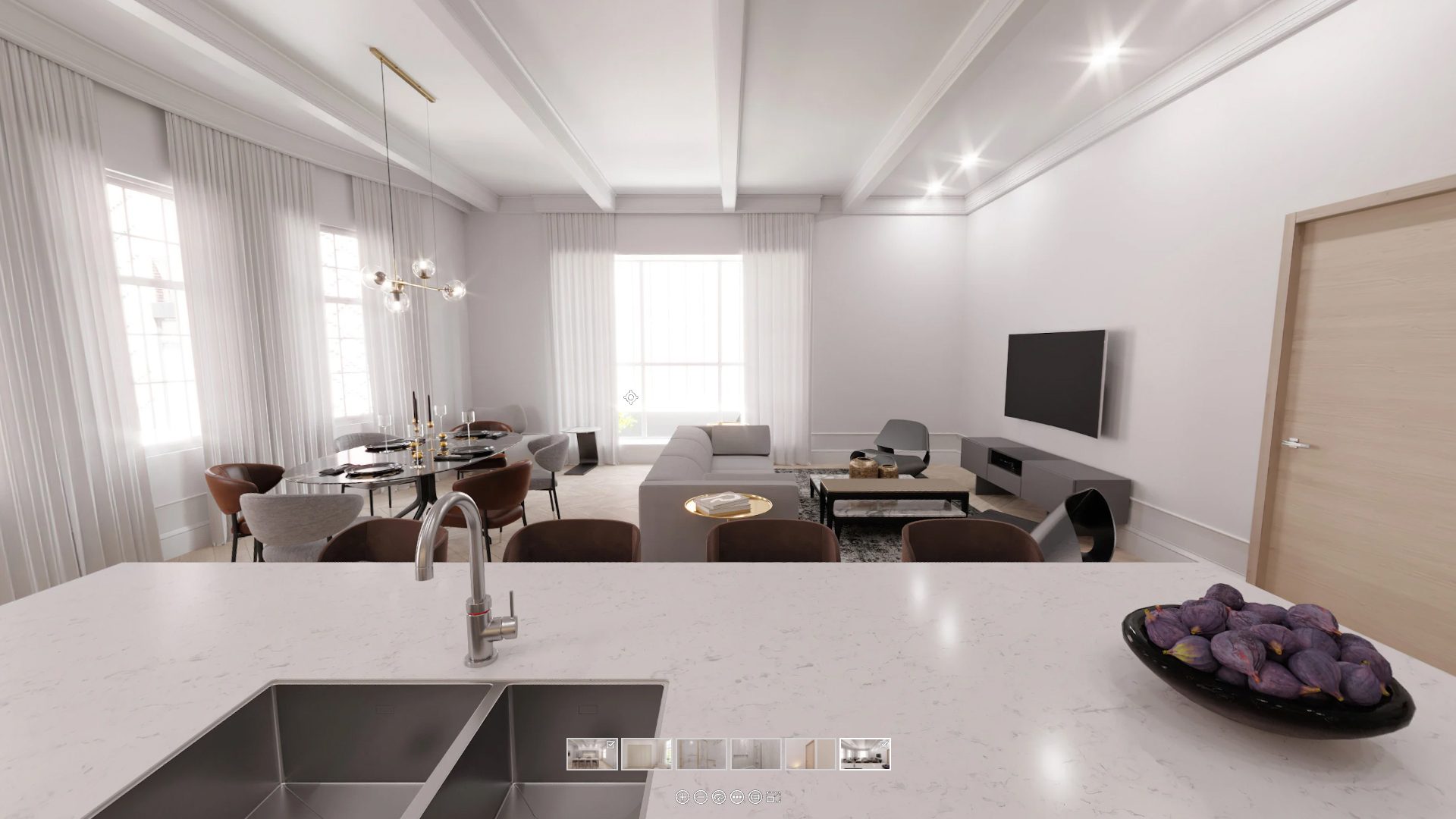 Interior of a Toronto condo shown inside an interactive 3D virtual tour