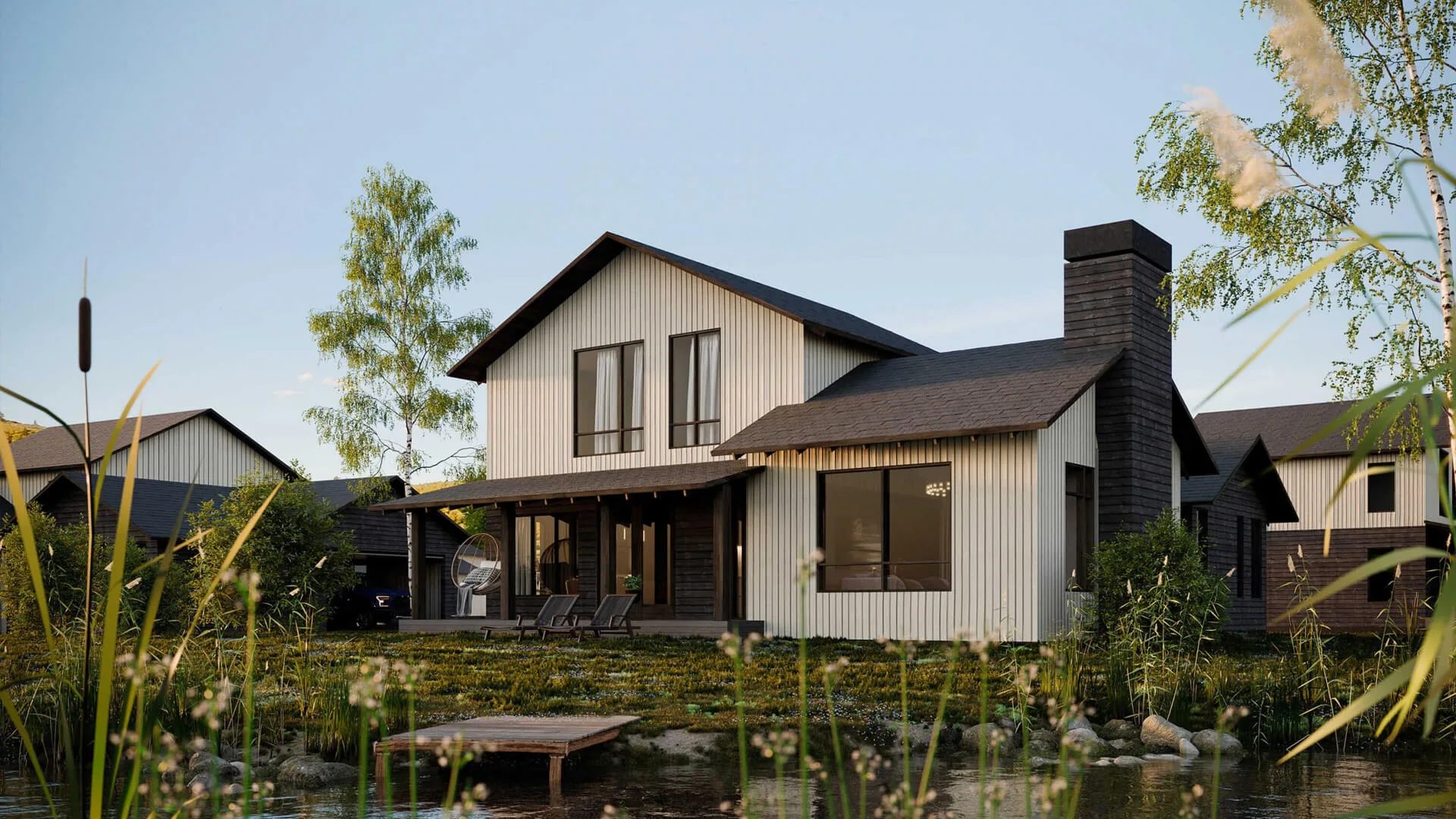 Architectural rendering of a stylish single family house exterior
