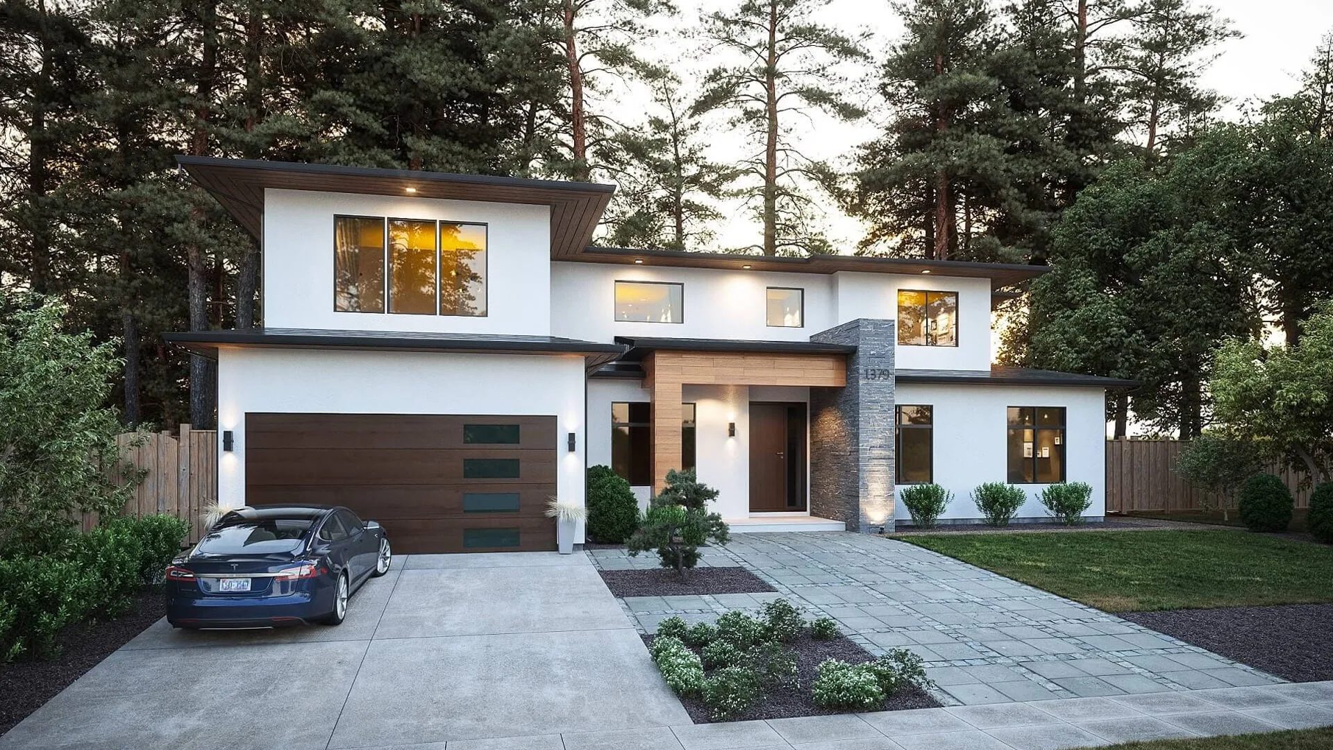 Hero shot rendering of a family house exterior