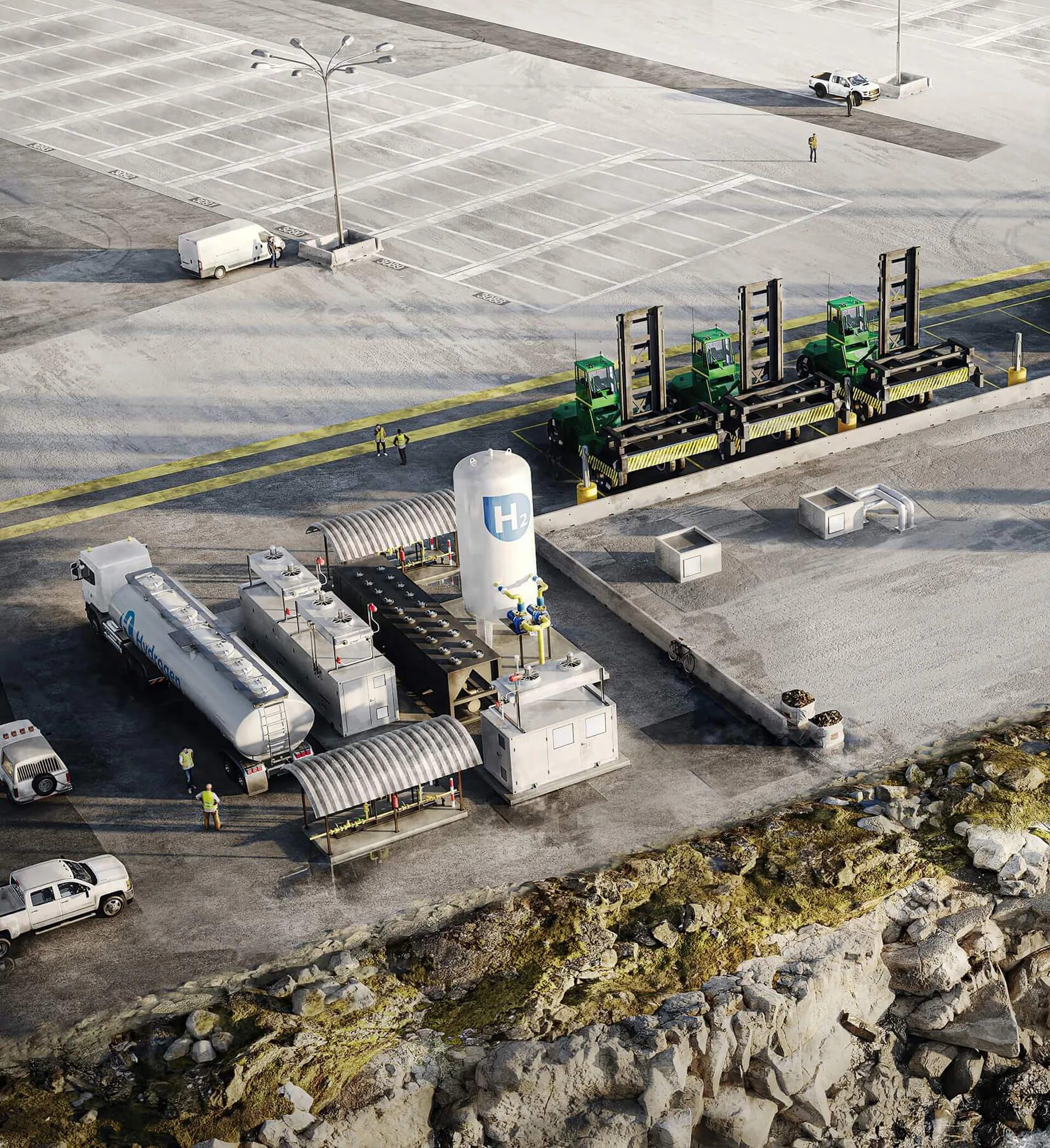 Real estate development project rendering of an industrial facility