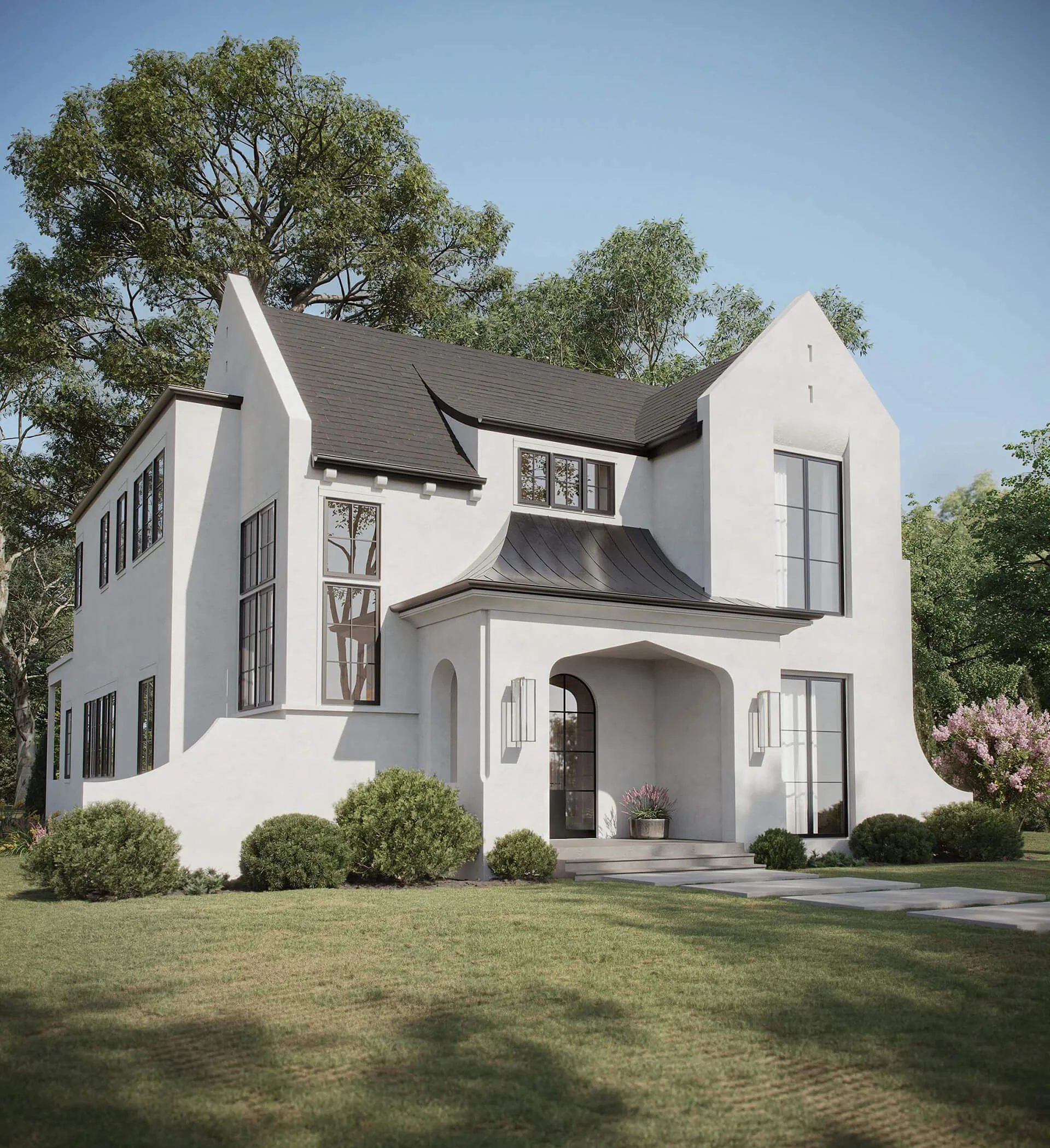 Real estate development project rendering of a single family house