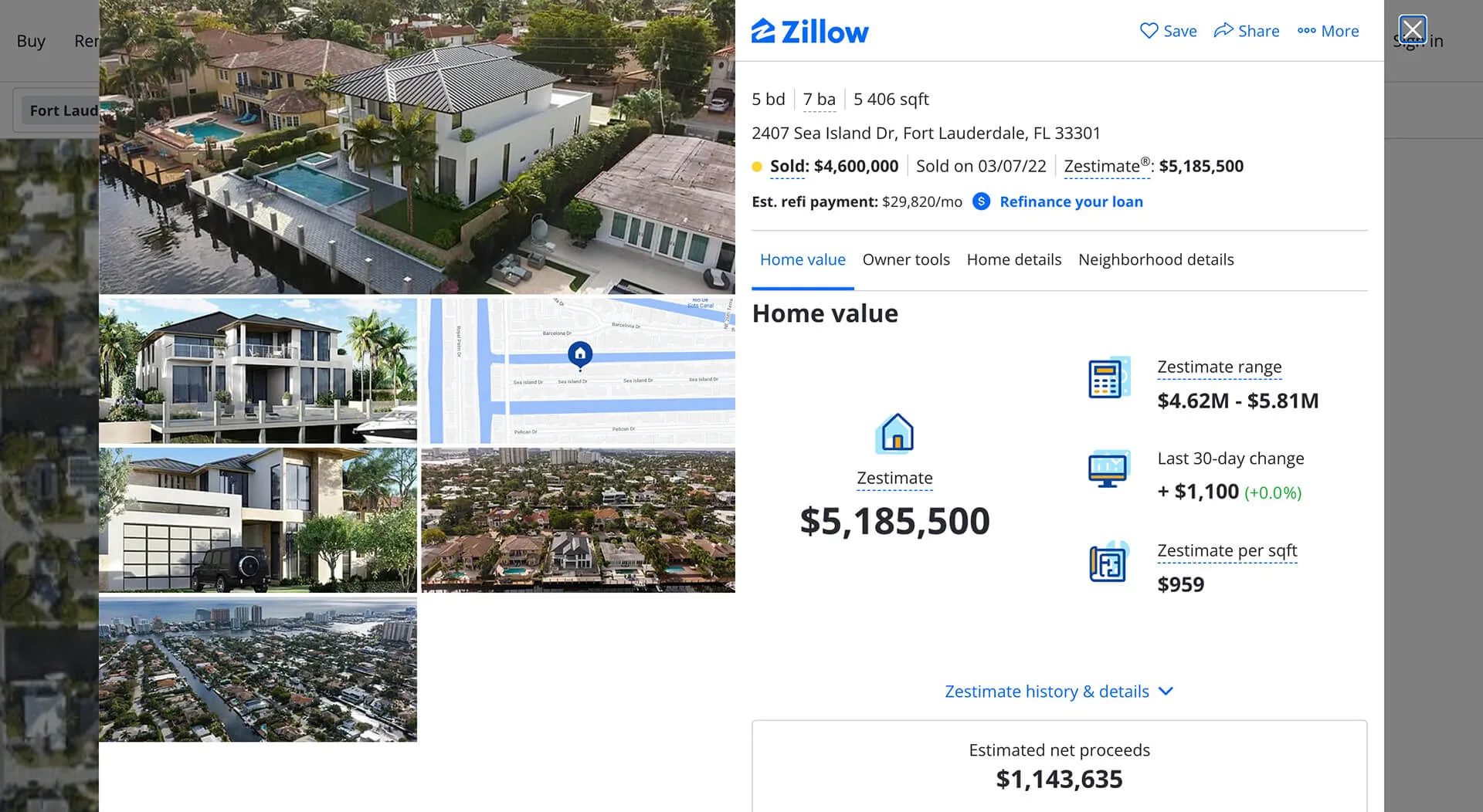 Real estate renders shown on a property listing platform page
