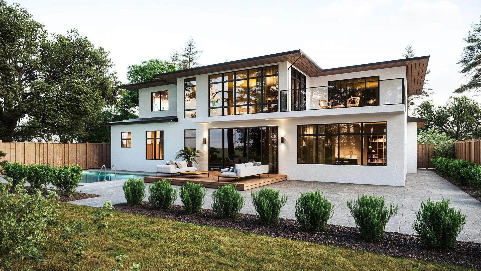 Single family house in California: exterior rendering from a case study