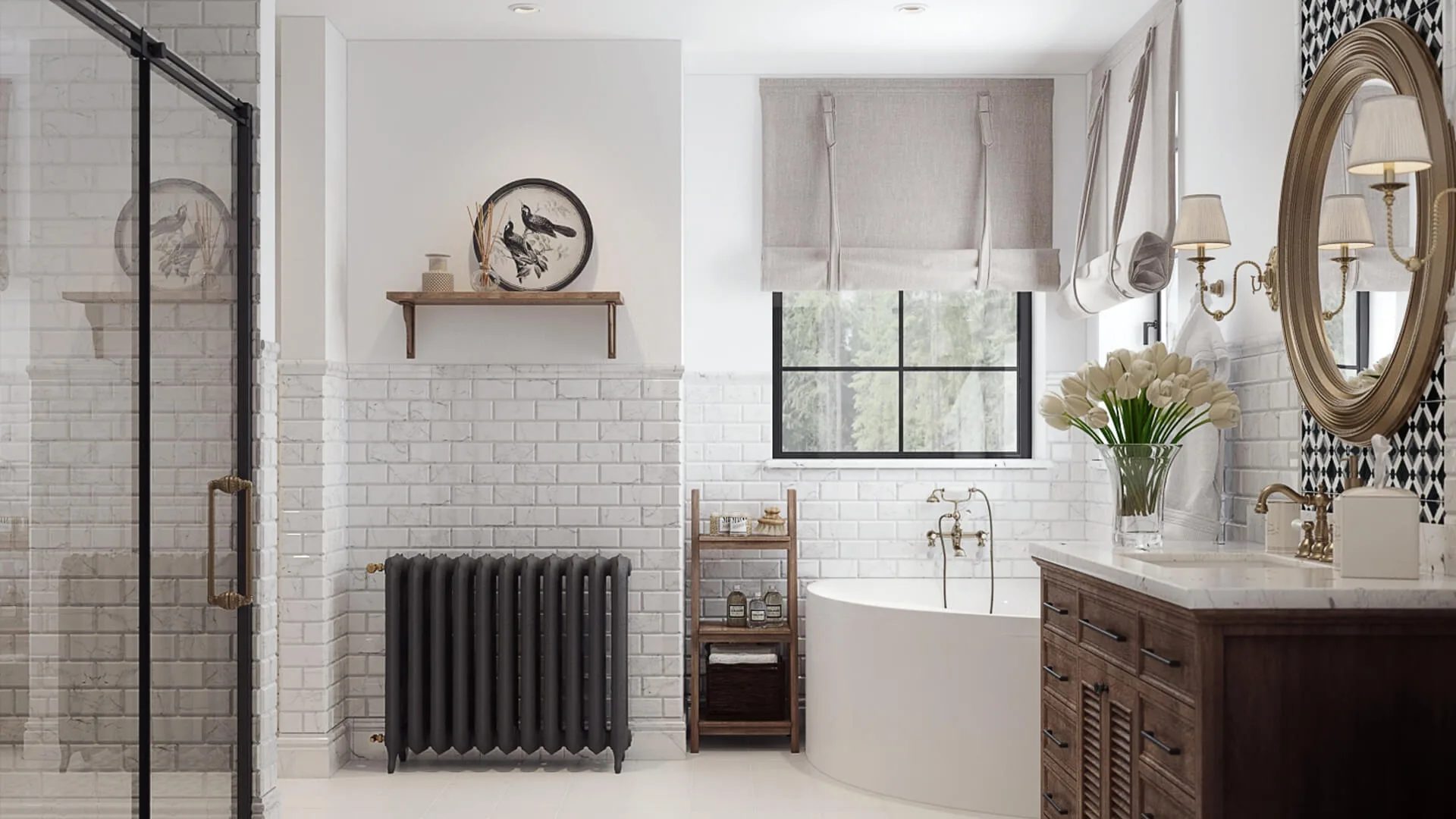 CGI of a bathroom interior in a town home