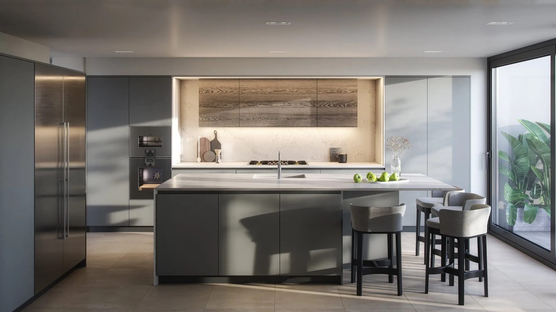 After-Townhouse kitchen design options, light and dark cabinets