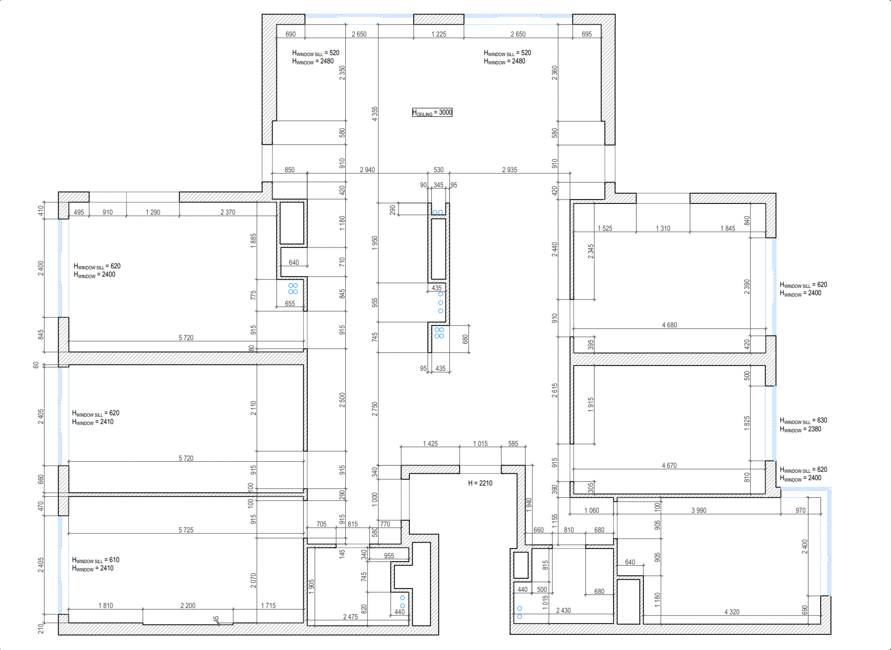 Virtual apartment tour brief — floor plan with dimensions