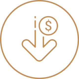 Cost reduction icon highlighting benefits of CGI outsourcing for interior designers