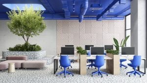 3D Visual of an Office Interior with Black Accents