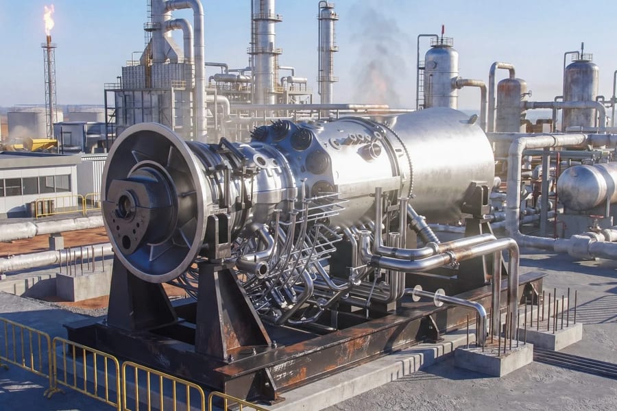 Gas turbine site exterior 3D rendering