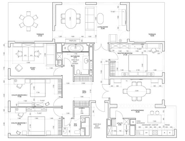 Architectural Floor Plan Drawing for Interior Design