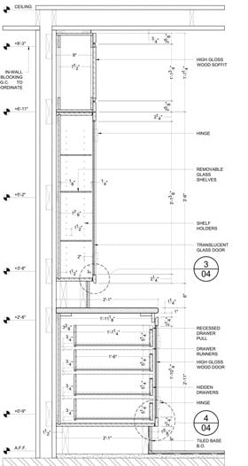 Cross Section Draftings Example for a Millwork Project