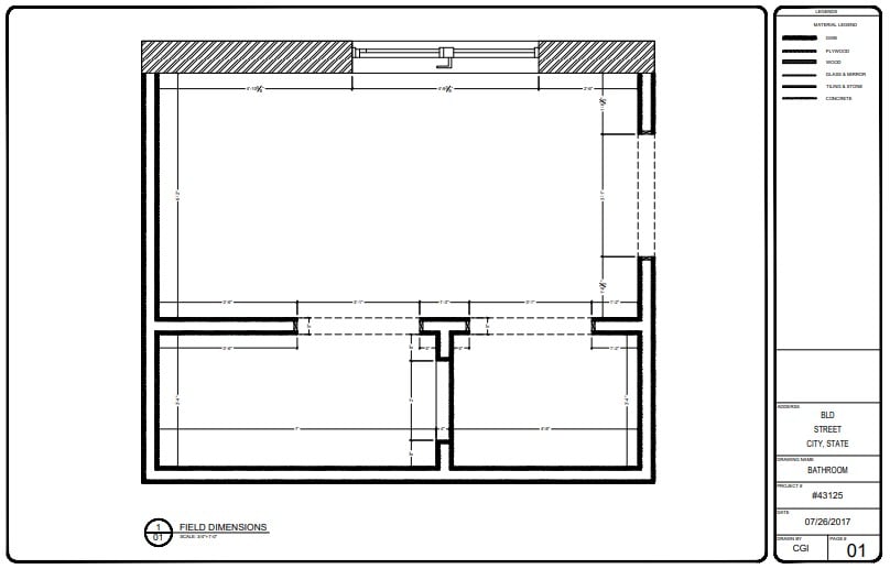 Field Dimensions for a Bathroom 