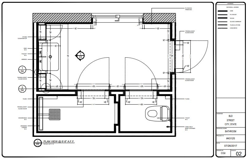 Plan View for a Bathroom