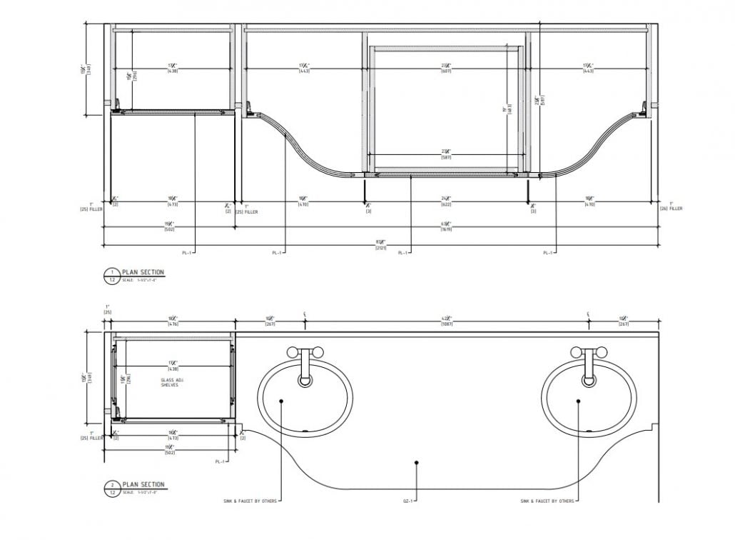 Millwork Shop Drawing for a Bathroom Furniture Project