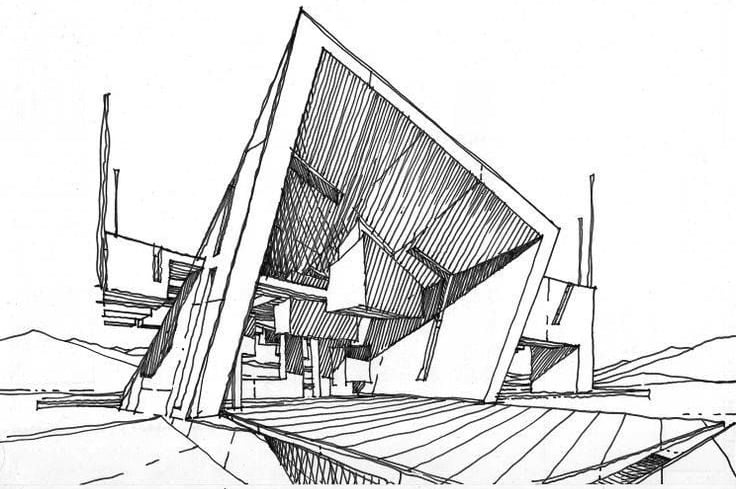 A Sketch for an Architectural Project by a Drafter