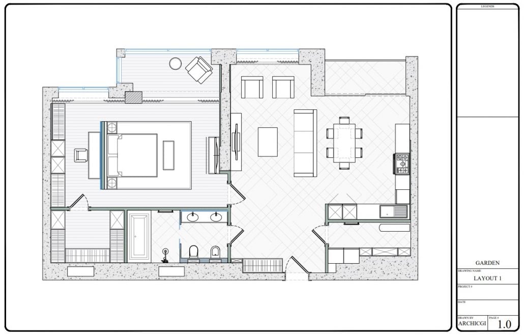 Furniture Layout for an Apartment Interior Design Project