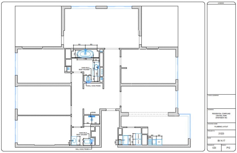 A Plumbing Layout as a part of Floor Plan Services